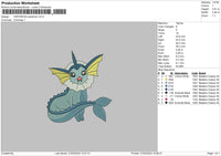 Vaporeon P Embroidery File 6 sizes