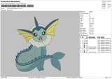 Vaporeon P Embroidery File 6 sizes