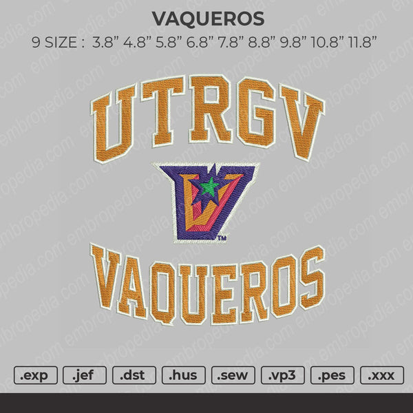 Vaqueros Embroidery File 9 Size