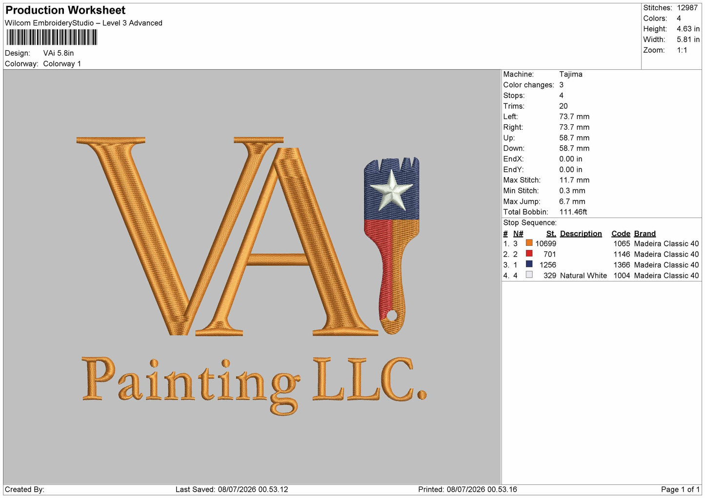 Painting 0807 Embroidery Machine Design File 6 sizes