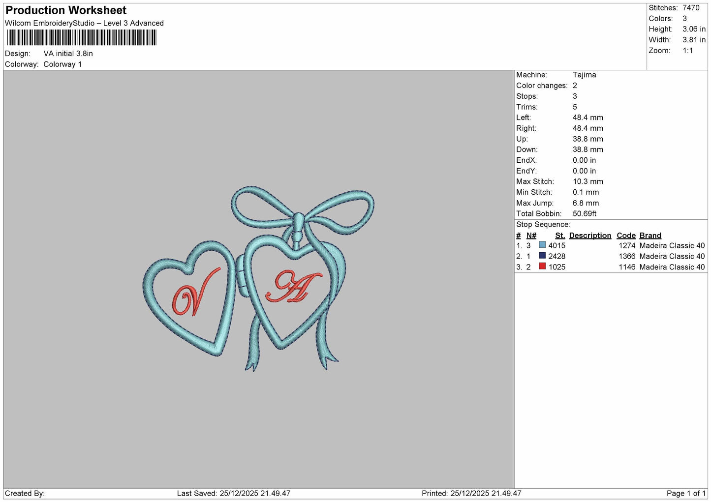 VA-INITIAL Embroidery File 6 sizes