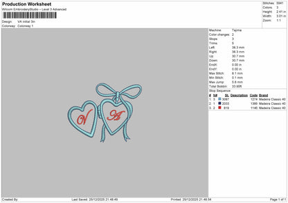 VA-INITIAL Embroidery File 6 sizes