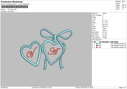 VA-INITIAL Embroidery File 6 sizes