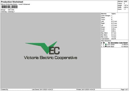 Vectext Embroidery File 6 sizes