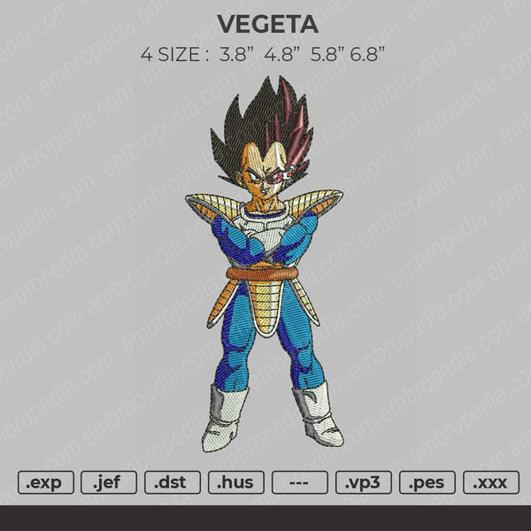 Vegeta Embroidery File 4 size