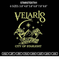 Starstext01 Embroidery File 6 sizes