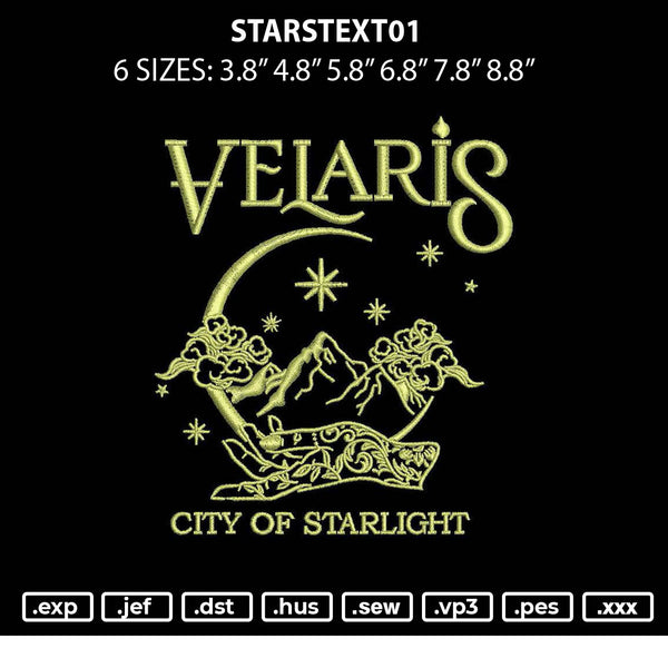 Starstext01 Embroidery File 6 sizes