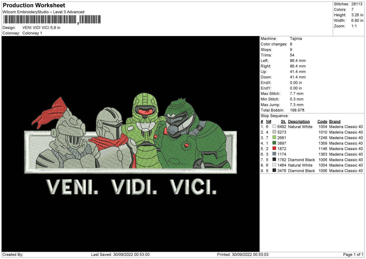 Veni VV Embroidery File 6 sizes