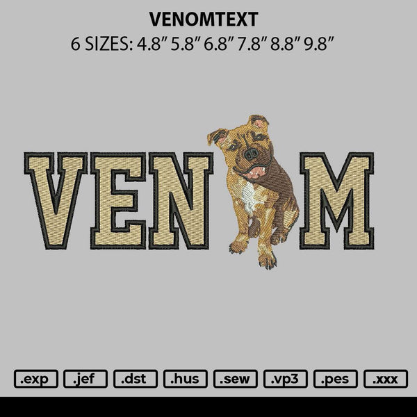 Venumtext Embroidery File 6 sizes