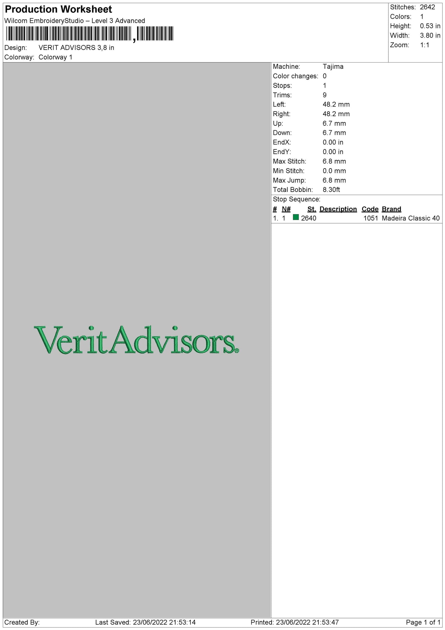 Verit Advisors Embroidery File 5 size