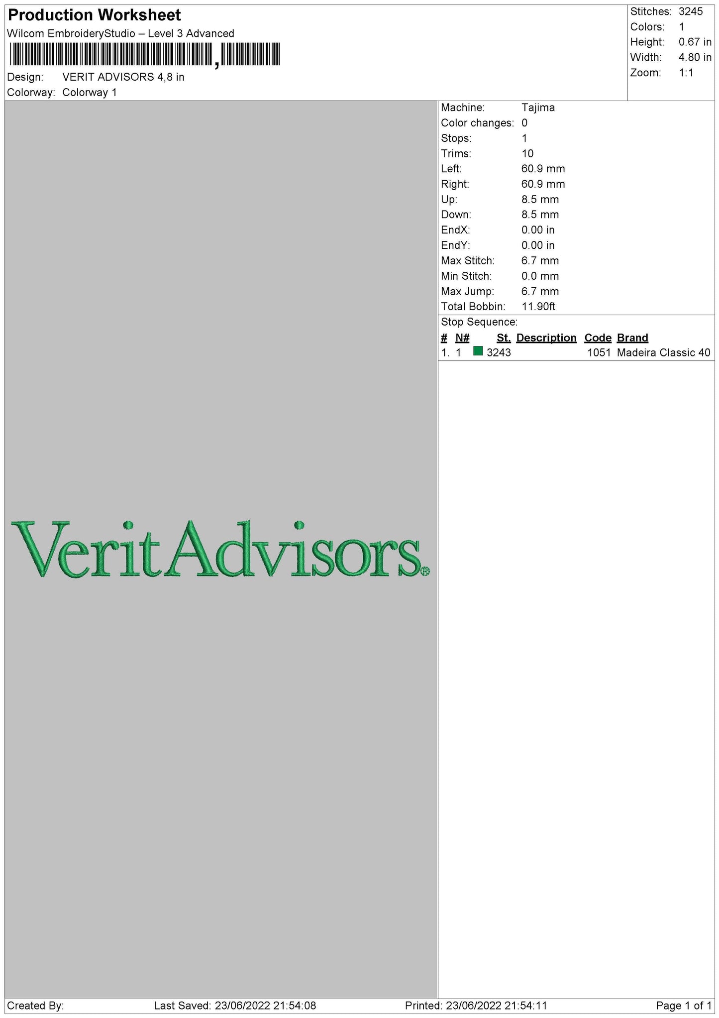 Verit Advisors Embroidery File 5 size