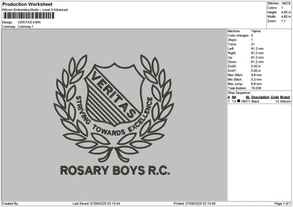 Veritastext Embroidery File 6 sizes