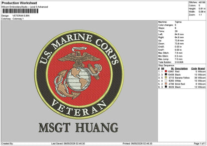 Veterantext Embroidery File 6 sizes