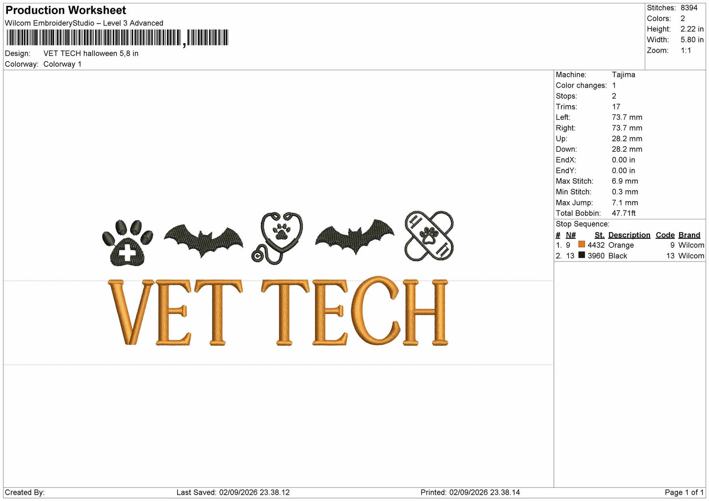 Tect Text 0209 Embroidery Machine Design File 6 sizes
