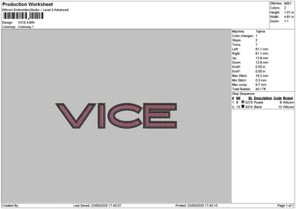 Vicetext 2205 Embroidery File 6 sizes