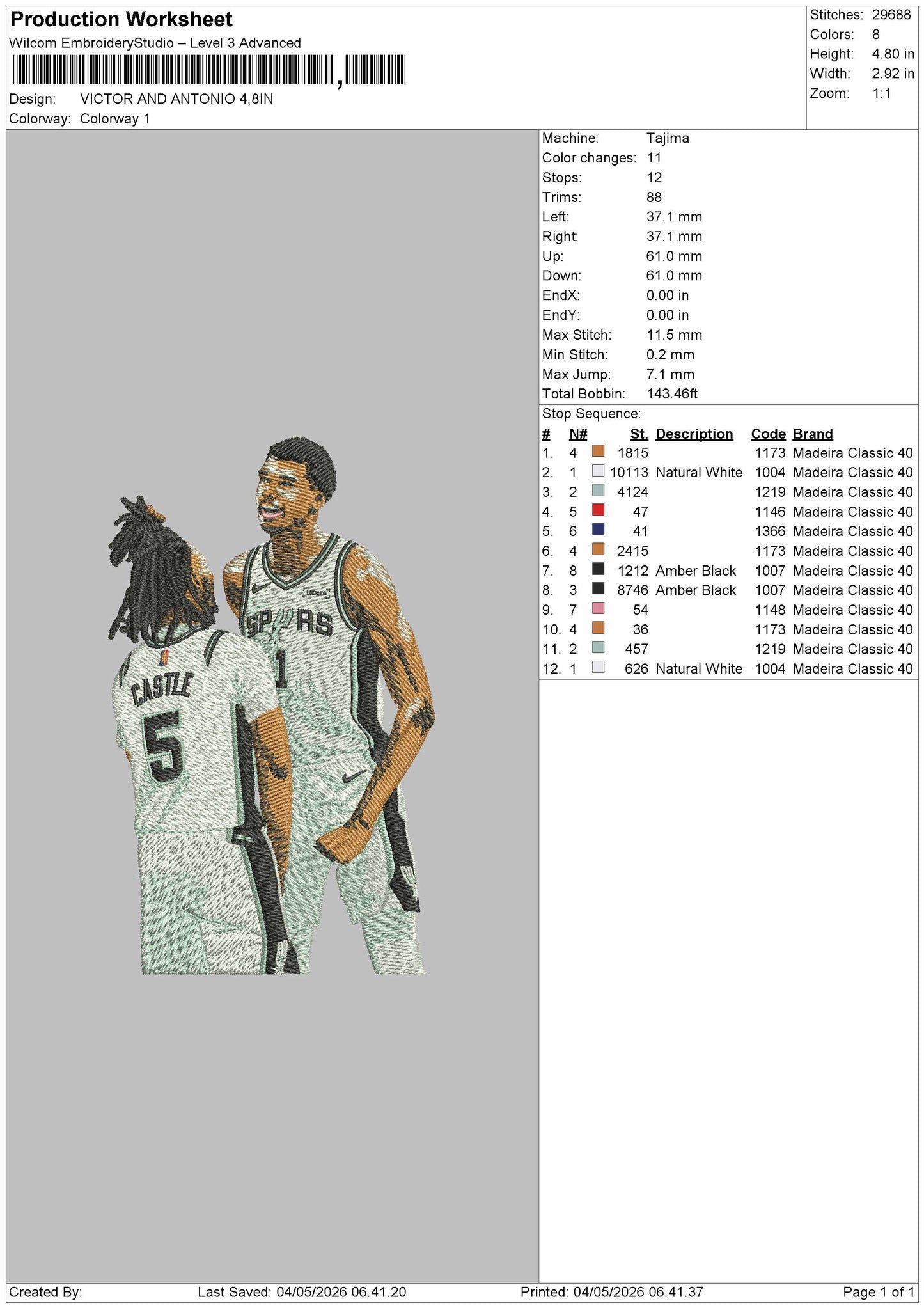 VICTOR AND ANTONIO Embroidery File 6 sizeS