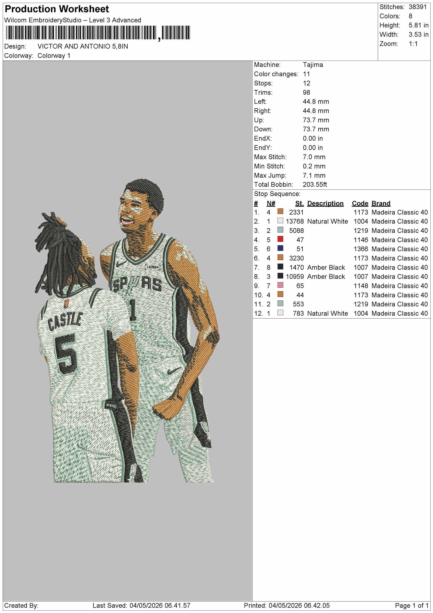 VICTOR AND ANTONIO Embroidery File 6 sizeS