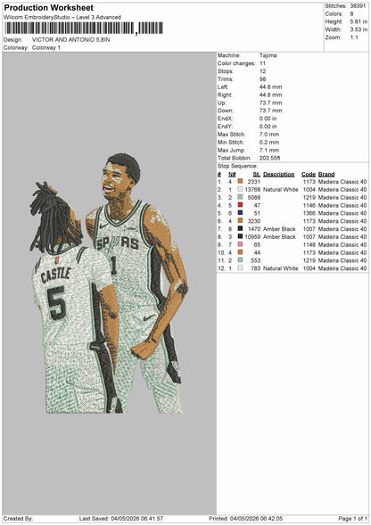 VICTOR AND ANTONIO Embroidery File 6 sizeS