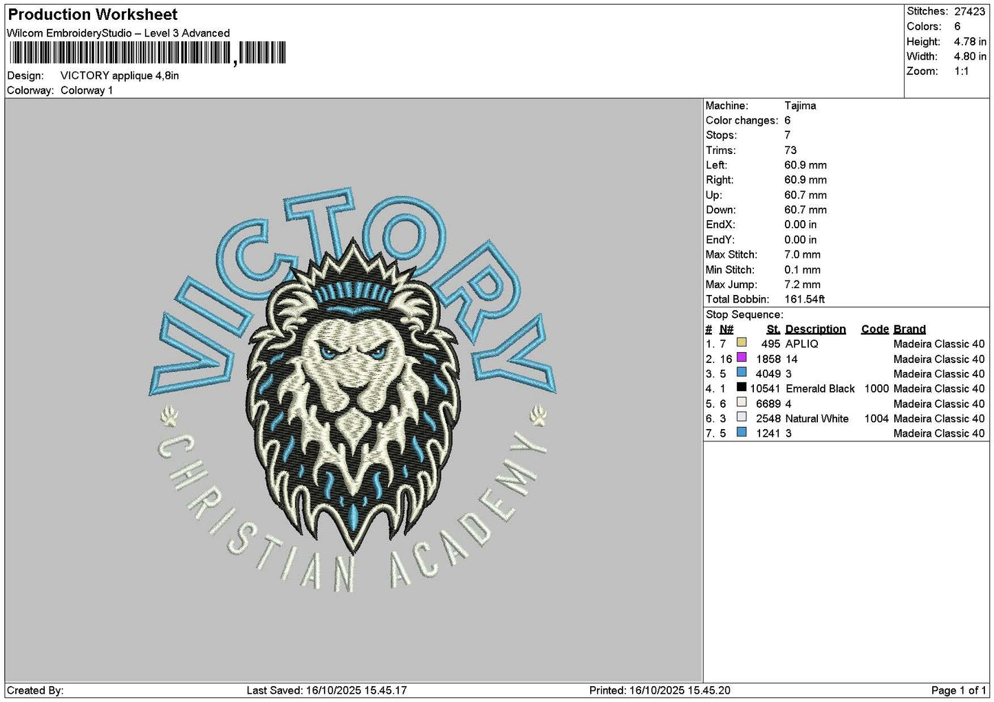 Victorytext App Embroidery File 6 sizes