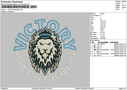 Victorytext App Embroidery File 6 sizes