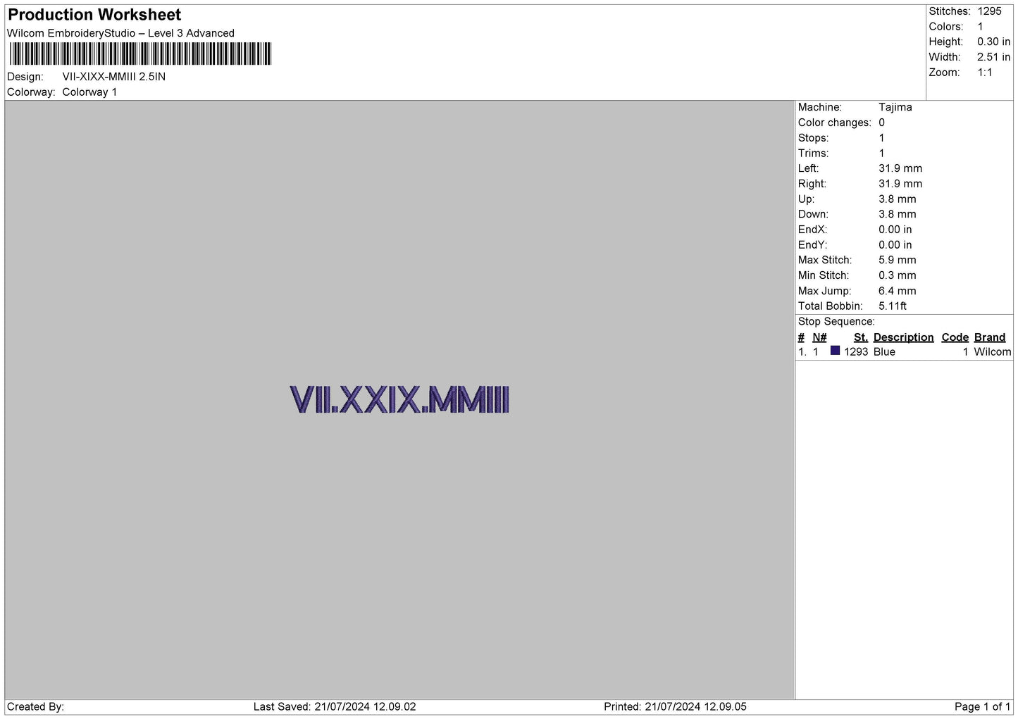 Roman Numerals 2107 Embroidery File 6 sizes