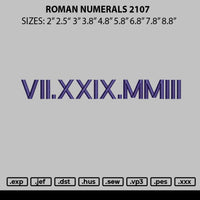 Roman Numerals 2107 Embroidery File 6 sizes