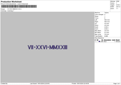 Romane 1501a Embroidery File 6 sizes