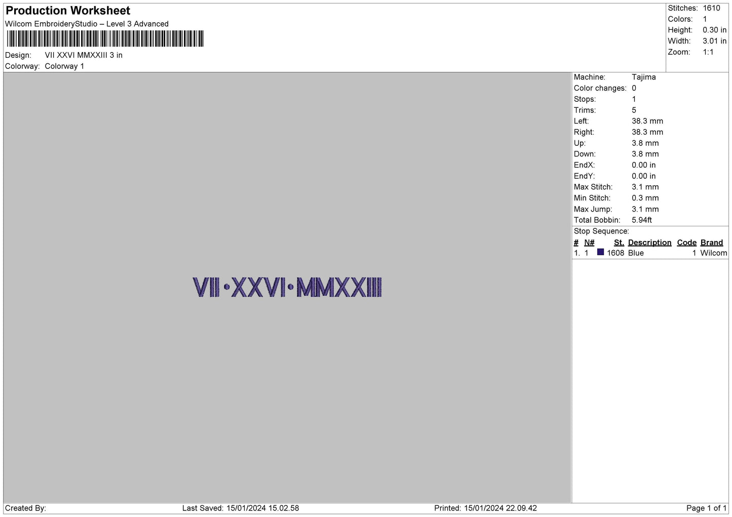 Romane 1501a Embroidery File 6 sizes