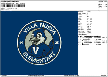 Villatext Embroidery File 6 sizes