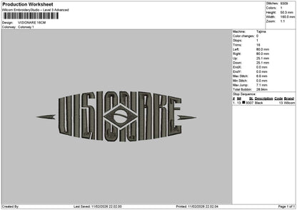 Visionaretext Embroidery File 6 sizes