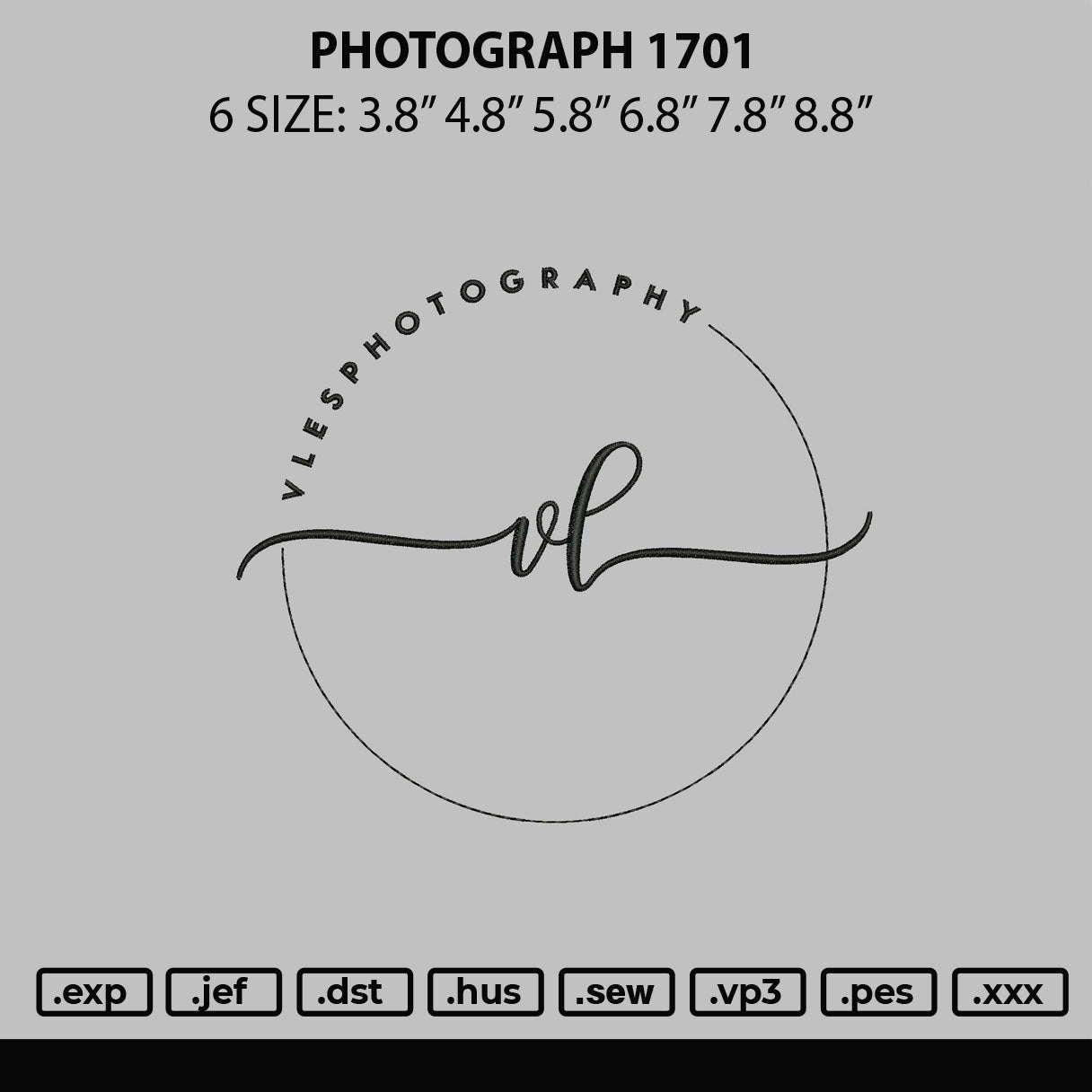 Photograph 1701 Embroidery FIle 6 sizes