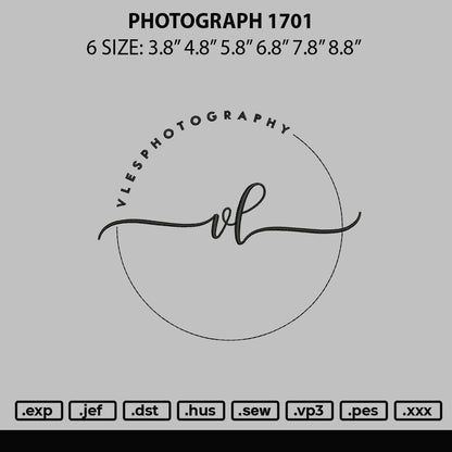 Photograph 1701 Embroidery FIle 6 sizes