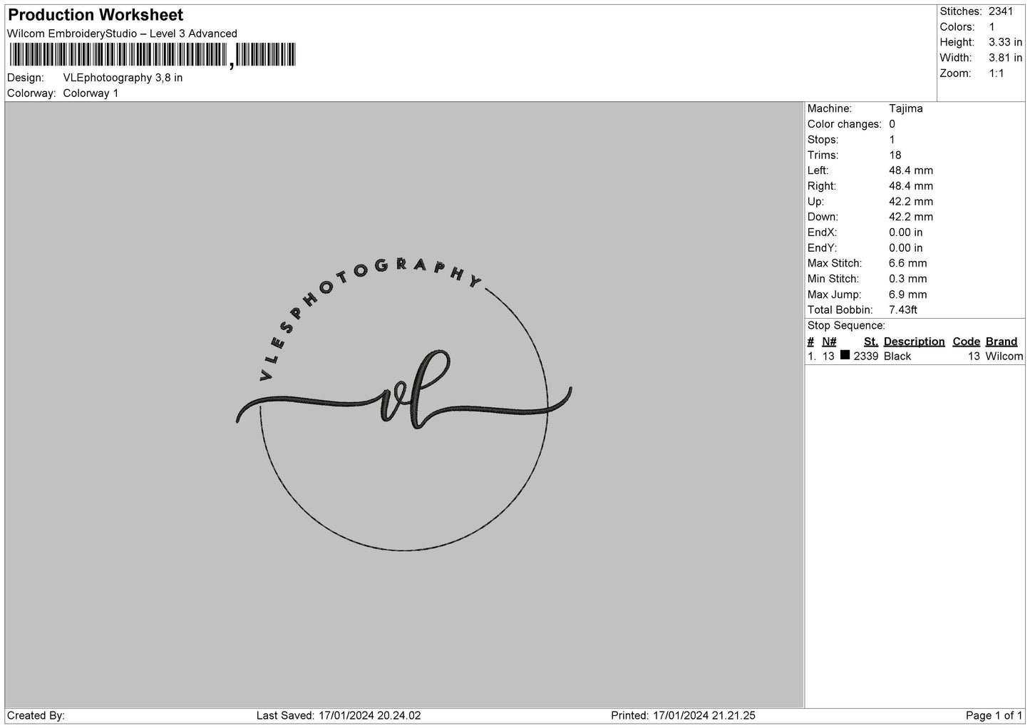 Photograph 1701 Embroidery FIle 6 sizes