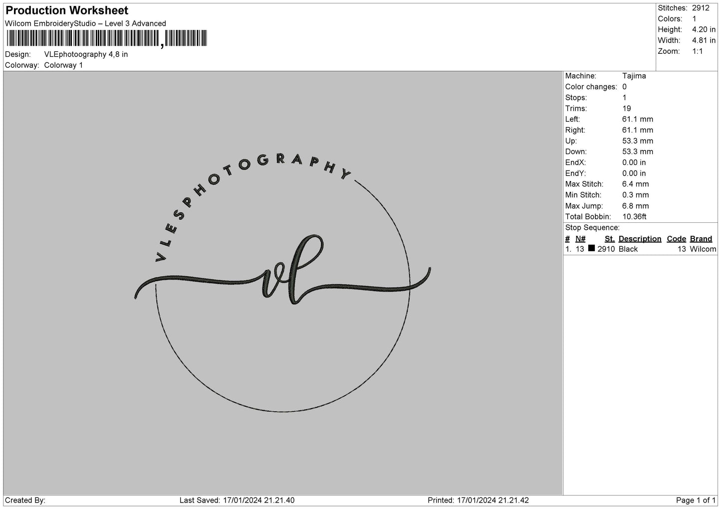 Photograph 1701 Embroidery FIle 6 sizes
