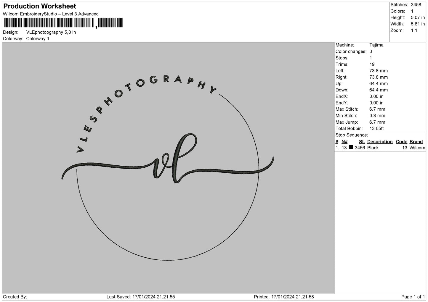 Photograph 1701 Embroidery FIle 6 sizes