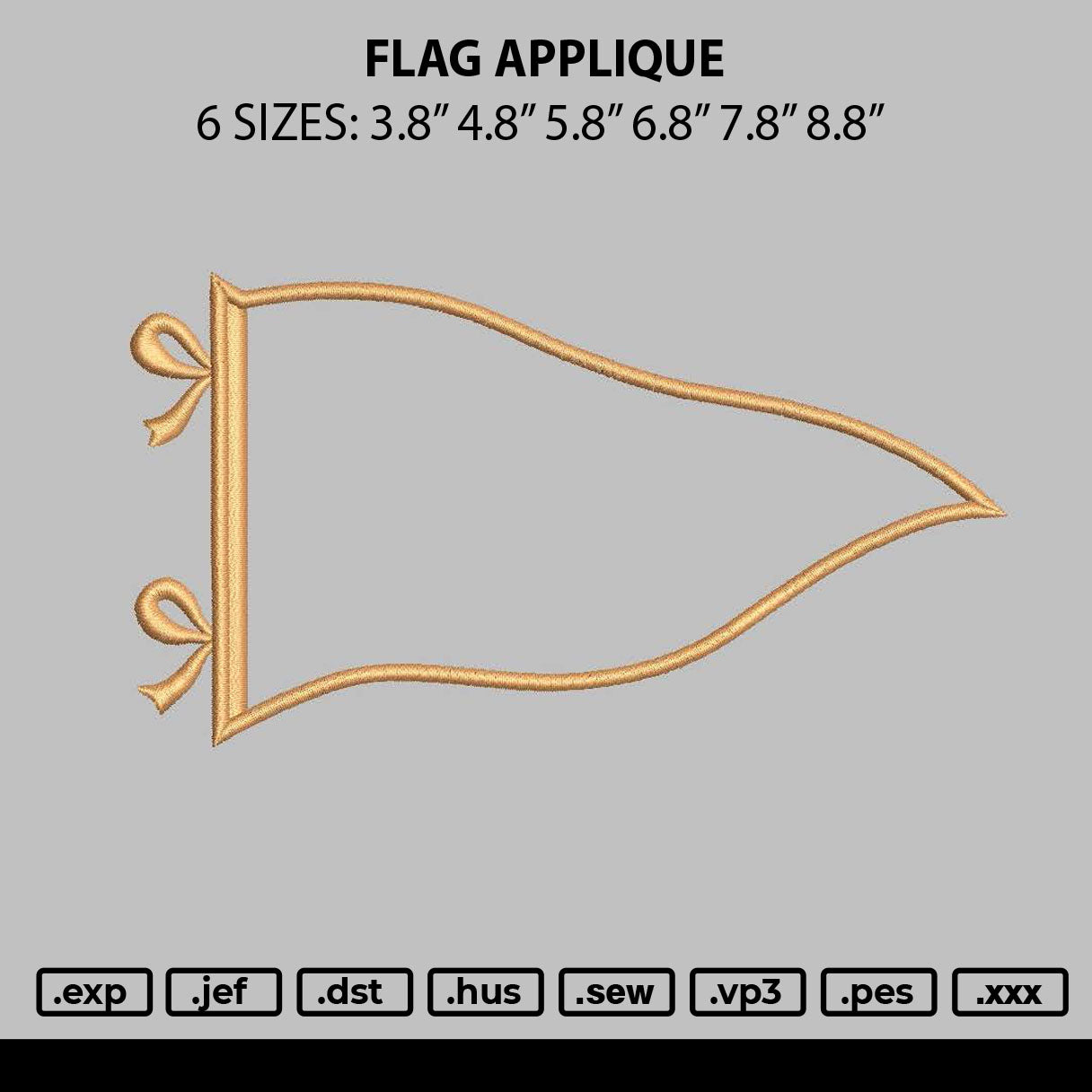 Flag Aplique Embroidery File 6 sizes
