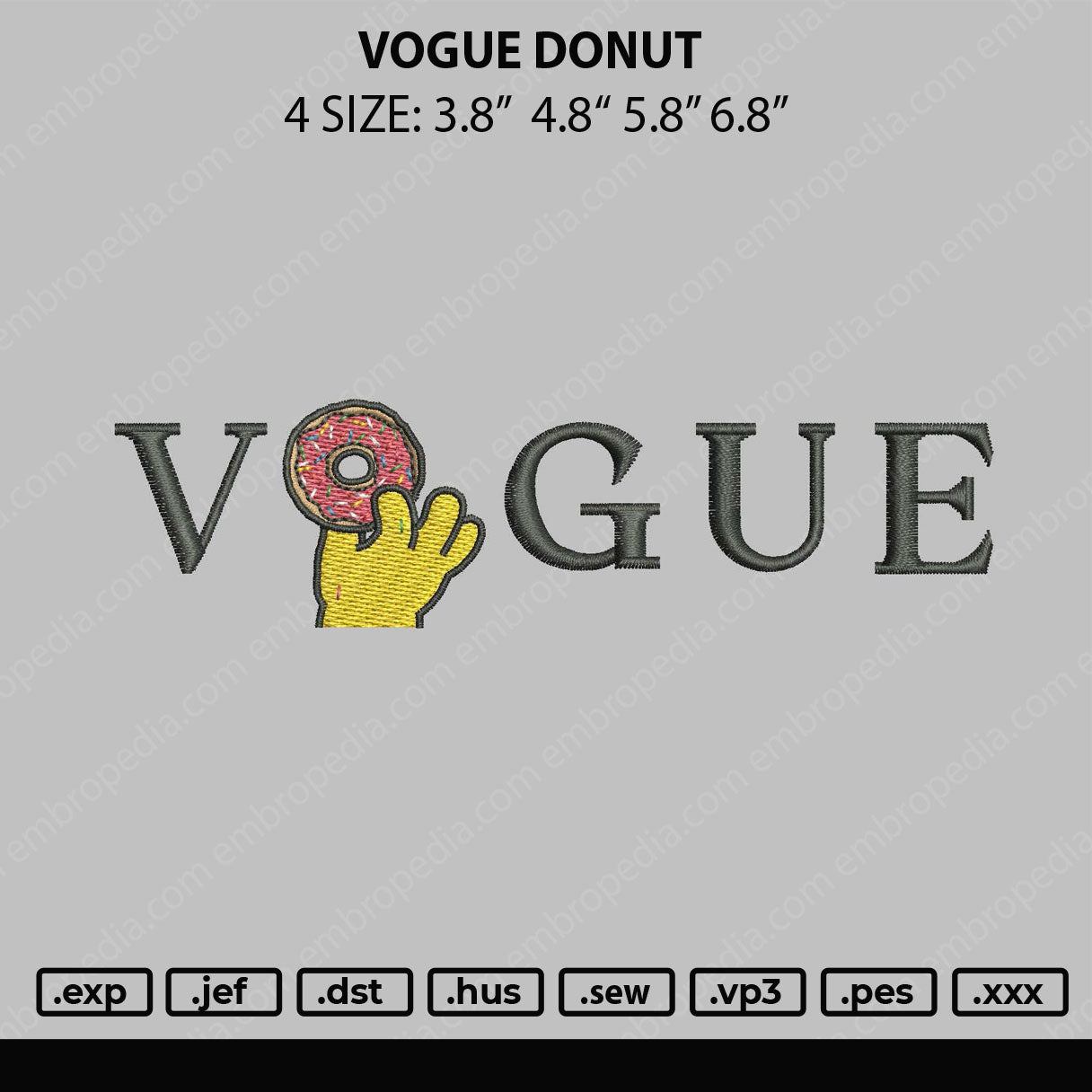 Vogue Donut Embroidery File 4 Size