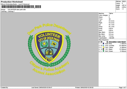 Volunteertext 2903 Embroidery File 6 sizes