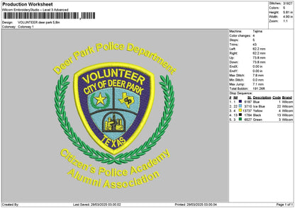 Volunteertext 2903 Embroidery File 6 sizes