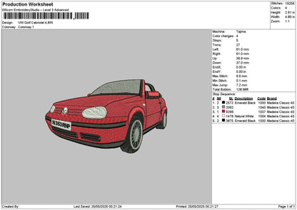 Red Car 2505 Embroidery File 6 sizes
