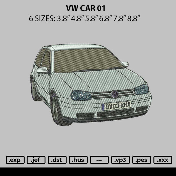 Vw Car 01 Embroidery File 6 sizes