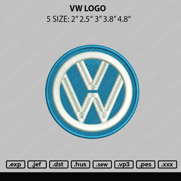 VW Logo Embroidery File 5 sizes