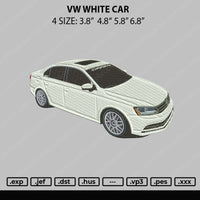 VW White Car Embroidery File 4 size