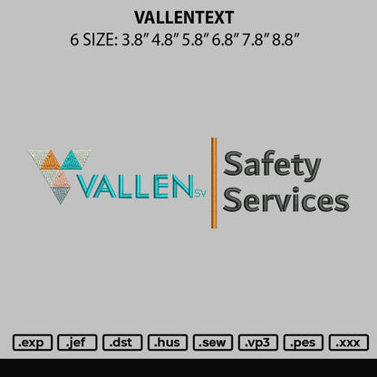 VallenText Embroidery File 6 sizes