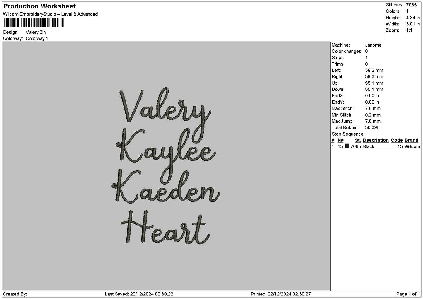 Names 2212 Embroidery File 6 sizes