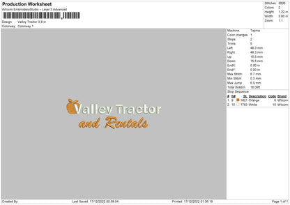 Valley Trector Embroidery File 6 sizes