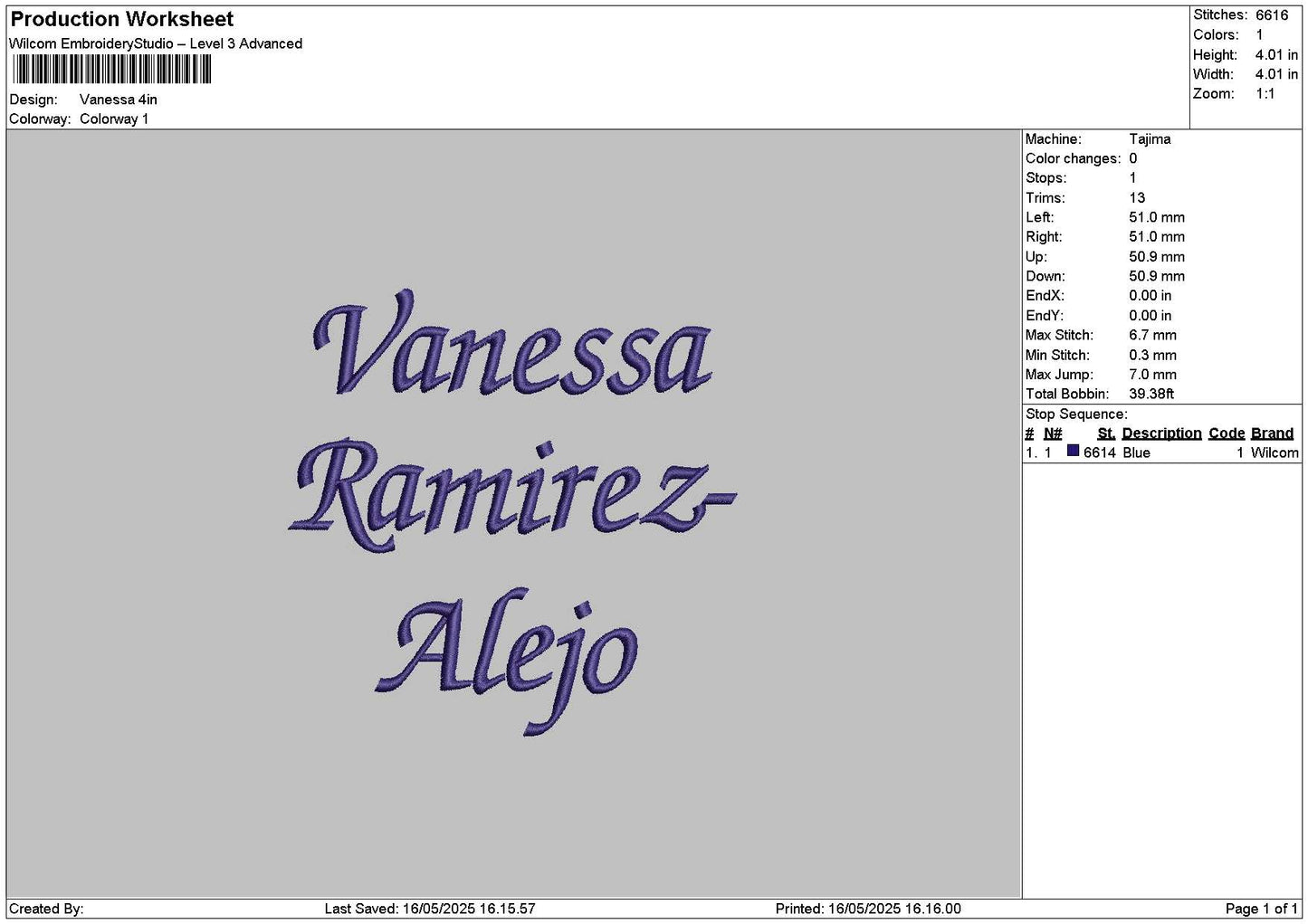 Texts 1605 Embroidery File 6 sizes