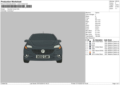 Car 0710 Embroidery File 6 sizes