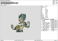Vegeta0207 Embroidery File 6 sizes