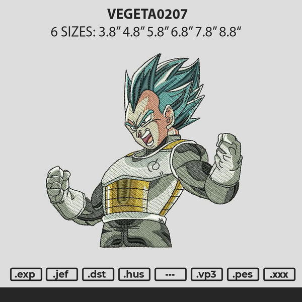 Vegeta0207 Embroidery File 6 sizes